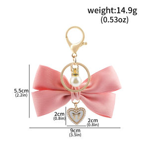 Imitation Pearl Bow Ribbon Keyring Keychain Large Bow Design Bag Pendant Sweet Fashion Jewelry Accessory For Women