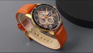 Box Exclusive Jam Tangan FOS 4 Lingkar VA-484OA / Jam Tangan Fashion Pria Tali Kulit Diameter 45 cm