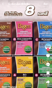 Bigen บีเง็น ผงย้อมสี 6 g. แท้ 100% (B สีดําธรรมชาติ) กล่องละ 1 โหล