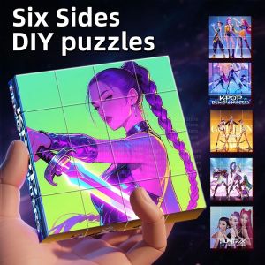 Kpop Demon Hunters Jigsaw Puzzle Building Blocks Characters Rumi Zoey Mira Magnetic Board Game Educational Toys Birthday Gifts