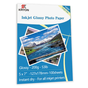 KRYON 127x178mm Size High Glossy Photo Paper 5x7 Inches 100 Sheets 53Ib 200Gsm For Inkjet Printer