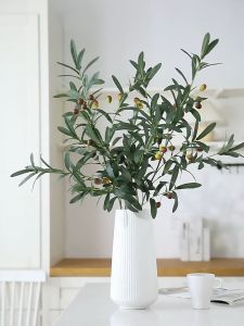 Artificial Plants Greenery Olive Branches Stems Fake Plants Green Leaves Fruits Branch Leaves for Home Office ndoor Outside DIY-Wreath Decor