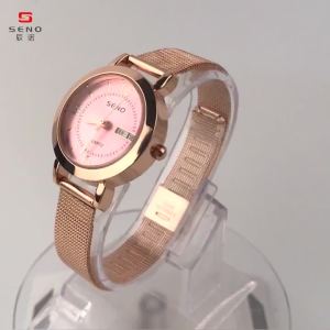 New Fashion Womens Watch Automatic Metal Strap Dual Calendar Luminous Womens Watch