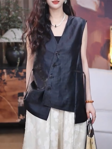 QINGNAER | Plus Size V-Neck Sleeveless Stylish Tank Top