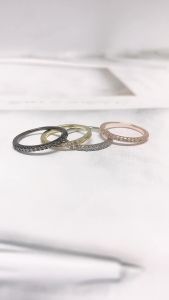 Nhẫn Đính Hôn Dễ Thương Dành Cho Nữ Micro Pave CZ Pha Lê Màu Bạc Trang Sức Thời Trang Thanh Lịch Của ZHOUYANG R132