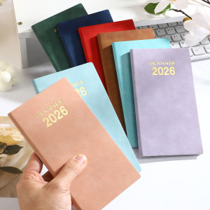 2026 planner-6.88 นิ้ว/3.74 นิ้ว-พร้อมบุ๊คมาร์คดัชนี-60 แผ่น-120 หน้าการวางแผนภาษาอังกฤษสําหรับผู้ใหญ่หนังเทียมแบบพกพา