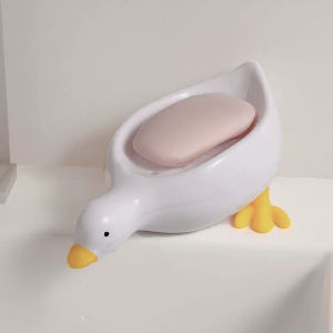 Biblio【Ready in Stock】 Creative Duck Shape Soap Box Cartoon Soap Dish Drainable Soap Holder Soap Container Tray