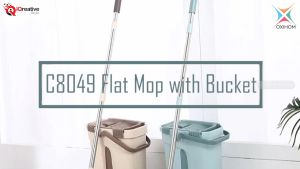 Oxihom C8049 Alat Pel Lantai dengan Pencuci dan Pengering Mop Gratis 2 Kain