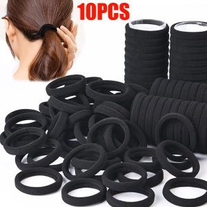 50Pcs Basic Black Hair Rope High Elastic Rubber Band Ponytail Holder Hair Tie Seamless Small Hair Bands Elastics Student Band Hair Accessories