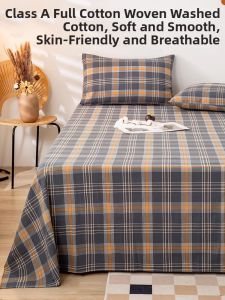 Violet | Color-woven Pre-washed Cotton Bed Sheet Extra-large