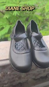 High Quality Wear Resistant Girls Black School Shoes Round Toe Hook Loop Fastener Non-Slip Rubber Bottom Breathable Student Daily Shoes Size 25-36
