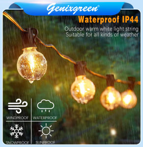 25FT/33FT/49FT String Light G40 Glass Bulb Patio Outdoor Waterproof Fairy Lights Terrace Garden Pub Christmas Party Decoration