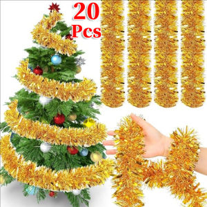 20/30pcs Thick Christmas Tinsel Garland / Golden Christmas Ribbon Wreath Hanging Pendant / Foil Tinsel Ribbon Xmas Tree Ornaments / DIY Christmas New Year Holiday Home Decors