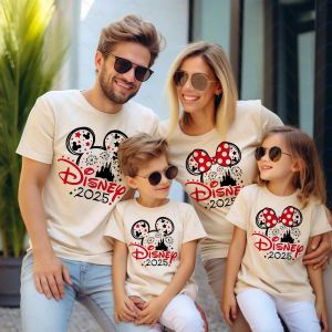 Disney Creative 2025 Pattern Printed Cotton T-shirt Summer Breathable Family T-shirt Clothing Harajuku Parents Children Clothing