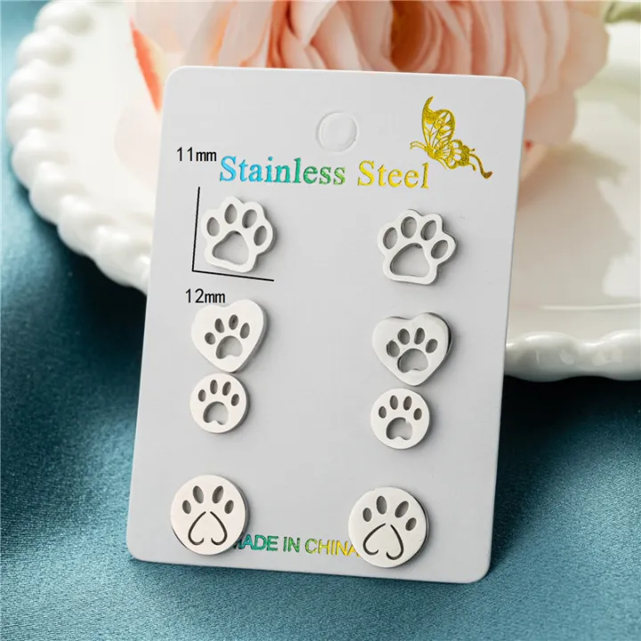 4Pairs/Lot%20Lovely%20Stainless%20Steel%20Dog%20Paw%20Stud%20Earrings%20for%20Women%20Everyday%20Jewelry%20Fashion%20Animal%20Cat%20Footprint%20Earing%20Accessory%20-%20Image%203