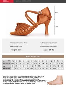 FABADANCE Professional Latin Dance Shoes Womens Adult Medium High Heel Satin Soft Bottom Cowboy Bullfighting Black Silver
