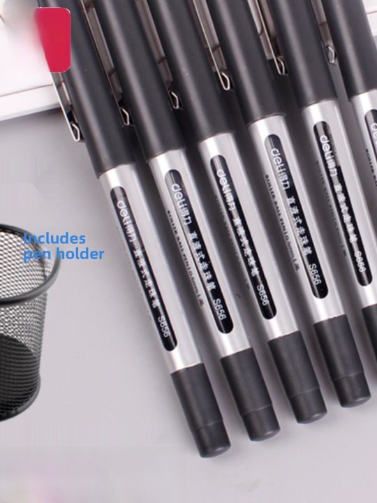Deli 0.5mm Direct Liquid Gel Pen Red Black Office Business Signing Pen Full Needle Tube Neutral Pen for Daily Writing And Business Use