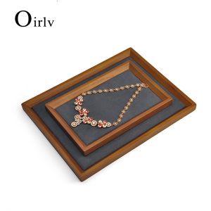 Oirlv Solid Wood Ring Earrings Bracelet Necklace Organizer Holder Jewelry Display Tray SM115 SM116