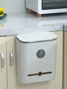 (FREE GARBAGE BAG) HOME PRIME RB004 Dust Bin Kitchen Waste Bin Wall-Mounted Trash Can Kitchen with Lid Household Trash Can Sliding Cover Toilet Trash can Hanging Type Tong Sampah Gantung Penutup