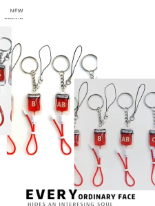 Unique Blood Type Keychain 🩸 for Horror Fans- Durable Plastic Halloween Accessory for Horror Fans