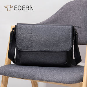EDERN กระเป๋าสะพายไหล่หนังแท้ ผู้ชาย กระเป๋าเมสเซนเจอร์พนัง ลำลอง ธุรกิจ กระเป๋าสะพายข้างหนัง วัวชาย