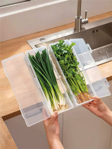 Food Grade Herb Storage Container Refrigerator Organizer for Cilantro Scallions Garlic Pure Color Japanese Style Kitchen Accessory