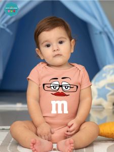 Baby Character Onesies with Name Back Print - M&M Peach