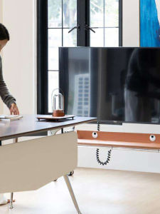 Ruonai Furniture Danish Movable TV Rack Large Size Mirror Painting TV Bracket Stainless Steel Storage Mute