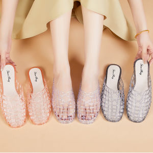 Dép Trong Suốt Bằng Pha Lê Mùa Hè 2025 Cho Nữ Dép Trong Suốt EVA Chống Trượt Dép Đế Bằng Đế EVA Thoáng Khí Cho Mẹ Đi Ngoài Trời