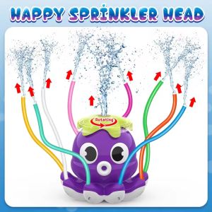 Octopus Water Spray Sprinkler for Kids  Outdoor Sprinklers Summer Octopuses Toys with 8 Wiggle Tubes and 2 Hose Clamps
