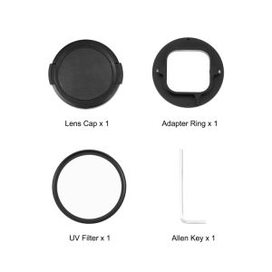 PULUZ | 52mm UV Lens Filter Adapter Ring For GoPro HERO12 Black Hero11 Black HERO10 9 Black Camera Photography UV Filter Lens Cap