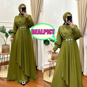 REALPICT COD GAMIS PESTA KODE 045 BAHAN CERUTY PREMIUM LD 110 PB 140 TERBARU TERMURAH BEST SELLER TANGAN PERTAMA KONVEKSI