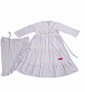 gamis putih anak perempuan || set baju gamis putih anak || gamis manasik haji anak
