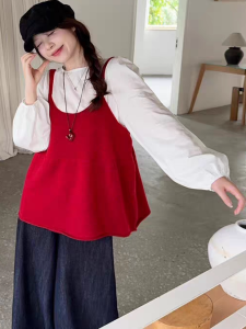 Loose Knitted U-Neck Vest Korean Style Sleeveless Top Womens Casual Wear Stackable Autumn New Lazy Style Soft And Comfortable