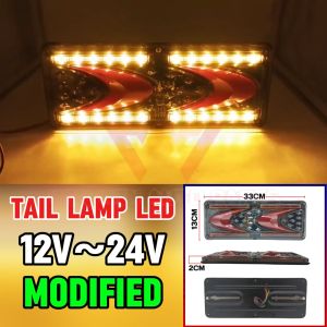 LED Tail Lamp Universal 12V~24V Lampu Belakang Flowing Signal Light Lorry 13 tan Truck Trailer Reverse Brake 1 Set L+R