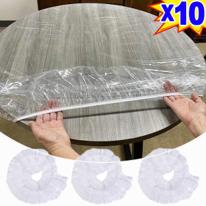 10 cái tròn chống nước trong suốt Khăn Trải Bàn dùng một lần 120cm đàn hồi bảng Bìa Nguồn cung cấp tiệc kích thước lớn đồ nội thất chống bụi Bìa