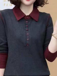 Áo Thun Dệt Kim Cổ Polo Dài Tay Màu Khối Cho Nữ Mùa Thu Đông Phong Cách Mới Dáng Ôm Vừa Vặn Thoải Mái Cotton Nguyên Chất