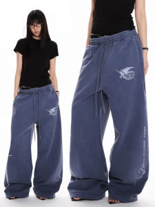 APOCKET | American Vintage Letter Print Drape Old-fashioned Baggy Leisure Pants