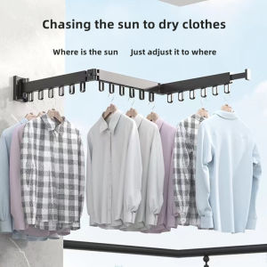 【Ready Stock】3 Fold Aluminum Alloy Drying Rack Foldable Balcony Wall-Mounted Clothes Hanger Windows Clothes Drying Rack Space Saver Drying Rack Retractable Laundry Drying Hanger Collapsible Balcony Drying Rack