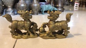 Đôi Kỳ Lân Bằng Đồng Phong Thủy Cao 11cm Nặng 1kg/đôi