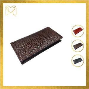Ví cầm tay ví dài nữ da bụng cá sấu size 19cm có nút bấm chắc chắn cao cấp chính hãng Men Leather M82V61NB quà tặng bóp nữ da thật