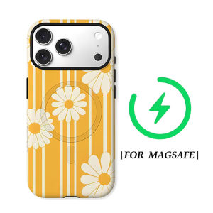 Yellow Stripe Daisy For Magnetic Phone Case for IPhone 17 16 15 14 13 Pro Max Plus Single Double-layer tough Case