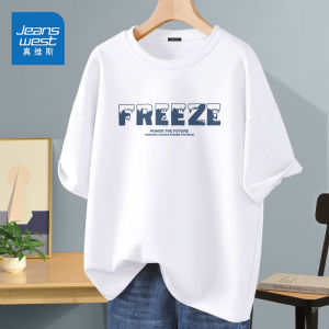 Jeanswest American Style Mens T-Shirt Short Sleeve Cotton Casual Summer Loose Fit round Neck Print Tee Breathable Fashion