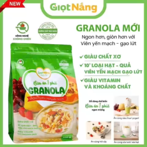 Granola GIỌT NẮNG mới ngũ cốc ăn sáng ngon giòn healthy lành mạnh từ hạt và trái cây túi 450gr
