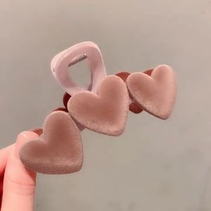 Mã 14 Kẹp tóc càng cua Hàn Quốc trái tim BỌC NHUNG cỡ Lớn búi tóc kiểu dành cho nữ