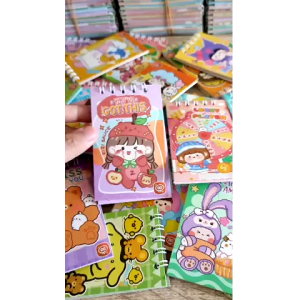Notebook Mini Spiral Tema Kartun Lucu 30 Lembar - Warna Pastel
