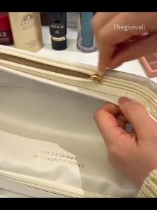 Túi đựng đồ makeup da PU mẫu sang trọngTúi đựng trang điểm đa chức năngdung tích lớntiện dụng với nhiều ngăn