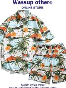 Summer Hawaiian Style Thin Casual Shirt Shorts Set