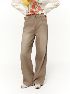 DUSHU | High Waist Vintage Washed Straight Leg Jeans