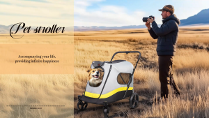 Extra Large Dog Stroller 4 Wheels Foldable Pet Stroller Jogging Carriage Stroller